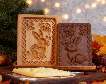 Wooden Rabbit Cookie Mold: Gingerbread Biscuit Cutter