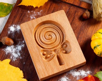 Repujado de galletas de piruleta: Herramienta de madera para hornear