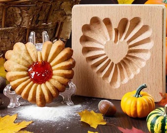 Molde para galletas de corazón: cortador de galletas navideñas, estampador de galletas tipo sándwich