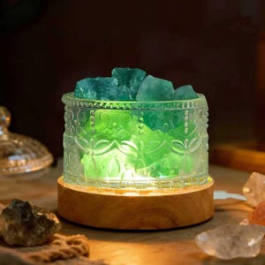 Natural crystal raw stone aromatherapy stone demagnetization bowl set, spiritual healing, bedroom USB night light fragrance crystal ornament