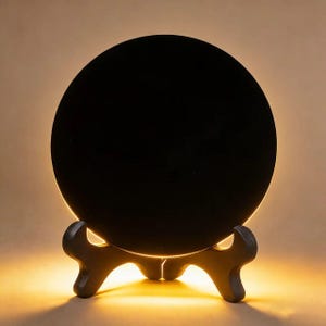 Disco de obsidiana natural, espejo de obsidiana, espejo de cristal, espejo mágico de cristal, decoración para el hogar + soporte gratis