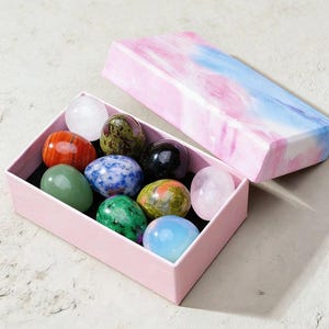 Natürliches Kristallei, Osterei-Set, Achat-Halbedelstein-Eierset, Geschenk für Kinder