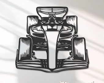 Metal Wall Art Formule 1 auto, moderne racewagen muurdecoratie voor jongenskamer, man Cave of garage, F1-fan cadeau, motorsport Metal Artwork