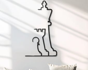 Chess King & Pawn Metal Wall Art: Minimalist Gamer Decor