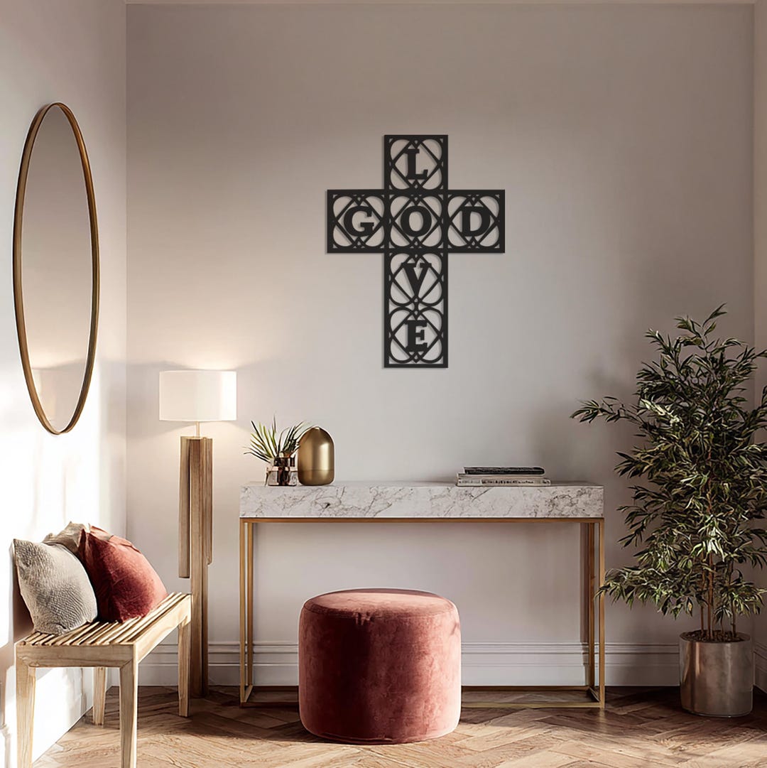 God Love Cross Metal Wall Art, Religious Decor, Christian Wall Art With ...
