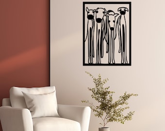 Art mural en métal chien, dessin au trait chien minimal, décoration murale animal moderne, art chien abstrait, grande suspension murale en métal