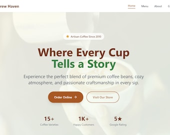 Cozy Coffee Shop Website Template: Responsive Single-Page Design
