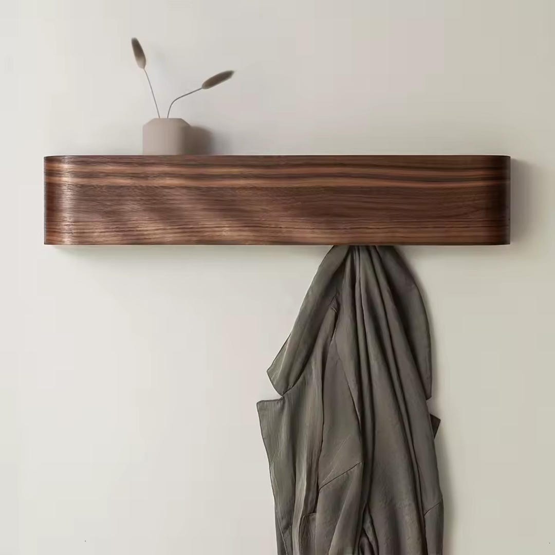 Floating Jacket Rack Wood Floating Coat Rack – Minimalist Hanger Shelf With Hidden Hooks - Etsy