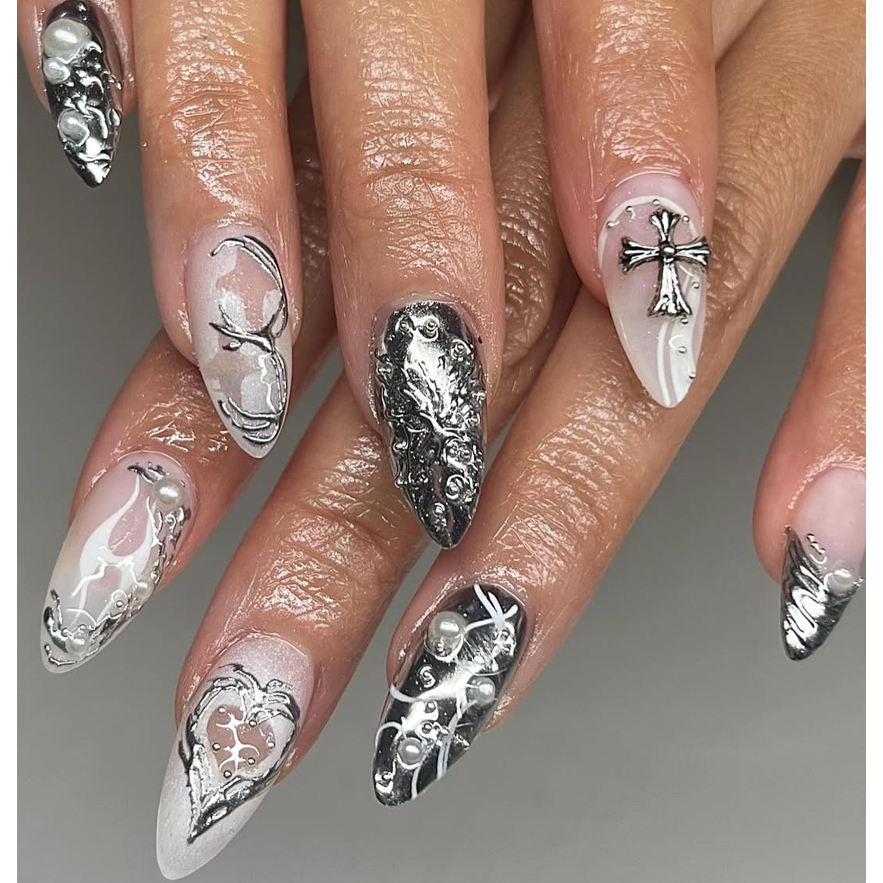 Chrome Hearts Nail Inspo - Etsy Singapore