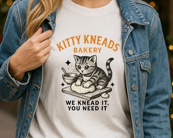 Koszulka z napisem „Cat Bakery”, zabawny prezent dla miłośnika kotów