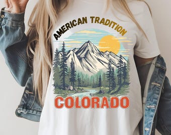 Camiseta vintage de las Montañas Rocosas, camiseta de senderismo al aire libre de los años 90, top de colores naturales y cómodos