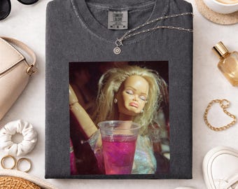 Funny Doll Girl Party Graphic Tee, Meme Vintage Shirts, Retro 90s Style, Doll Face Meme Shirt, Sassy Doll Meme Tee, Women Sarcastic T-Shirt