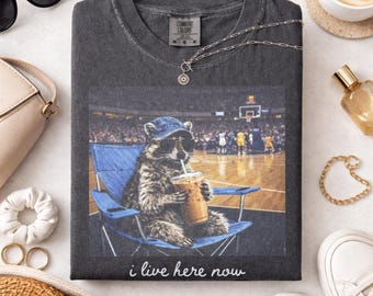 Funny Raccoon Basketball Moms Club Comfort Colors® T-Shirt, Gameday Basketball Tee, Trendy Women's Shirt, Sport Mom Shirt, Game Day Tee