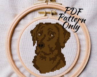 Chocolate Labrador Retriever Cross Stitch Pattern | PDF Only | Dog Pet Portrait brown lab