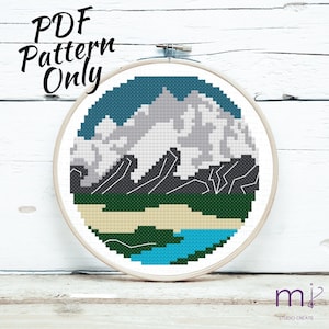 Grand Tetons National Park Kreuzstich PDF Stickmuster NUR | Digitaler Sofort-Download | Hoop Art, Stickerei, DIY, Berge, Wandern