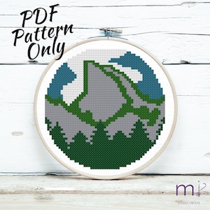 Yosemite National Park (Half Dome) Cross Stitch PDF Pattern ONLY | Digital Instant Download | hoop art, embroidery, California, hiking