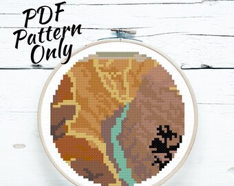 Grand Canyon National Park Cross Stitch PDF Pattern ONLY | Digital Instant Download | hoop art, embroidery, Arizona, hiking
