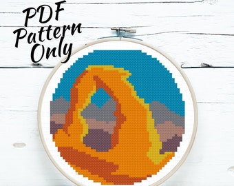 Arches National Park Cross Stitch PDF Pattern ONLY | Digital Instant Download | hoop art, embroidery, DIY, hiking, utah
