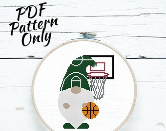 Basketball Gnome cross stitch PDF pattern| Instant Download | modern sports march madness