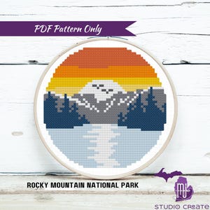 Rocky Mountain National Park | Pikes Peak | Estes | Cross Stitch PDF Pattern ONLY | Digital Instant Download | hoop art, Colorado