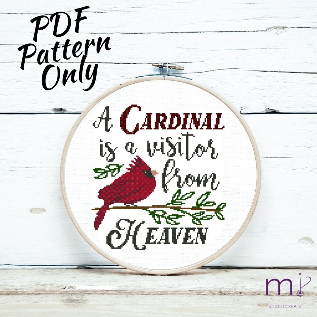 Cardinal Visitor Cross Stitch Pattern | PDF Only | Modern Bird ...