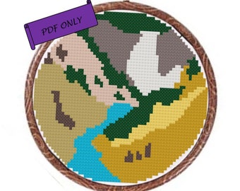 Yellowstone National Park Cross Stitch PDF Pattern ONLY | Digital Instant Download | hoop art, embroidery, DIY