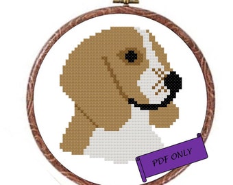 Beagle Cross Stitch Pattern | PDF Only | Dog Pet Portrait