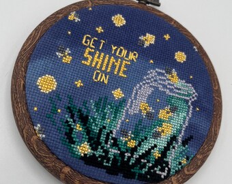 Get Your Shine On | Firefly Lightning Bug | Finished Cross Stitch | snarky funny gift