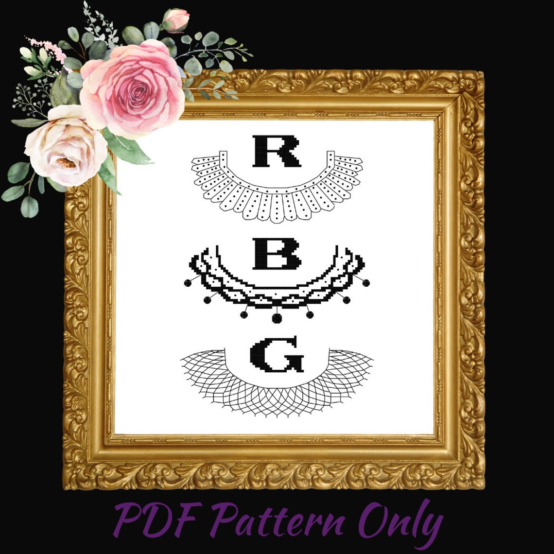 RBG Tribute Cross Stitch Pattern PDF Only Ruth Bader - Etsy