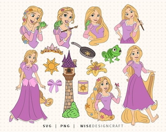 Verheddert SVG PNG Schlafzimmer: Rapunzel Prinzessin Clipart, Pascal, Sonne svg (Digitaler Download)