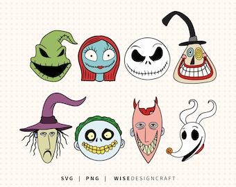 The Nightmare Before SVG PNG Bundle: Jack Skellington, Sally Halloween Clipart (Digital Download)