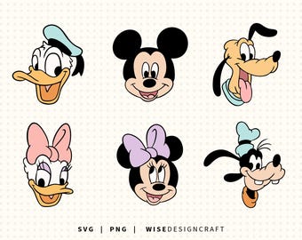 Mickey and Friends Head Layered SVG PNG Bundle (Digital Download)