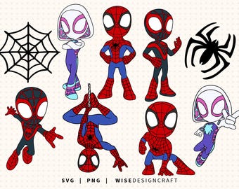 Spidey and Friends SVG PNG Layered: Spider Web Clipart (Digital Download)