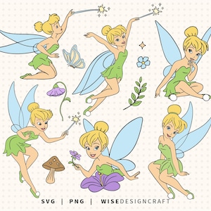 Tinkerbell Layered SVG: Princess Clipart, Fairy PNG  (Digital Download)