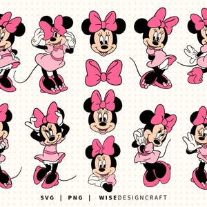 Pink Minnie Mouse Layered SVG Bundle, Minnie Bow Cut Files (Digital Download)