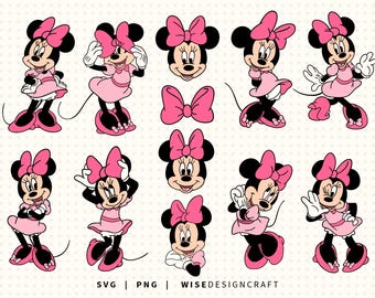Pink Minnie Mouse Layered SVG Bundle, Minnie Bow Cut Files (Digital Download)