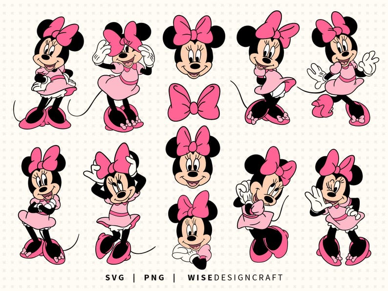 Pink Minnie Mouse Layered SVG Bundle, Minnie Bow Cut Files (Digital Download) image 1