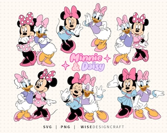 Minnie Maus und Daisy geschichtete SVG-Bundle, Besties Cut Files (Digitaler Download)