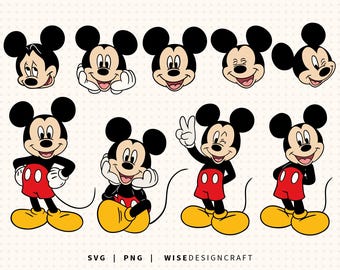 Mickey Mouse Layered SVG Bundle, Mickey Head PNG (Digital Download)