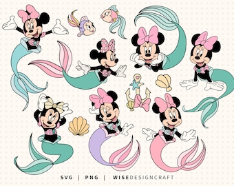 Minnie Meerjungfrau SVG PNG, kleine Meerjungfrau Clipart, Kreuzfahrt svg (Digitaler Download)
