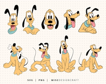 Pluto geschichtet SVG PNG Bundle, Mickey Hund Clipart (digitaler Download)