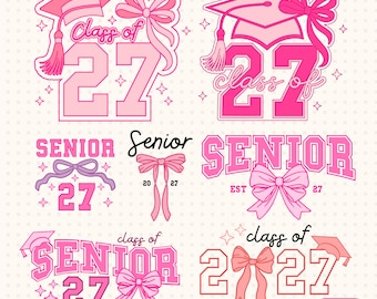 Abschlussfeier 2027 SVG PNG, Senior Clipart Klasse von 27 Dateien (digitaler Download)