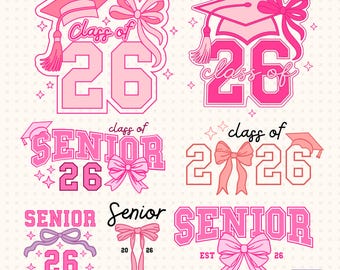 Graduierung 2026 SVG PNG, Senior Clipart Klasse von 26 Dateien (digitaler Download)
