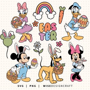 Mickey Easter Layered SVG PNG, Minnie Bunny Clipart, Easter Egg (Digital Download)