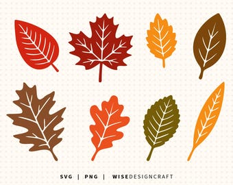 Fall Leaves SVG Bundle: Autumn Maple Leaf PNG Graphics (Digital Download)