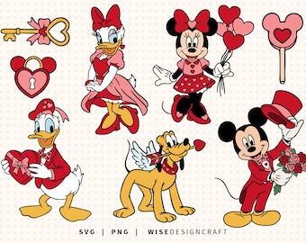 Mickey Valentines Day Layered SVG PNG, Heart Clipart (Digital Download)