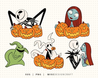 Nightmare Before Christmas SVG PNG Bundle: Jack, Sally & Pumpkins (Digital Download)