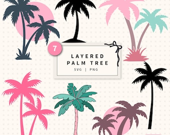 Palme SVG PNG Palme Silhouette Clipart (digitaler Download)