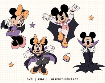 Minnie Mouse Halloween Vampire SVG Bundle: Vampire Daisy, Ghost Pluto (Digital Download)
