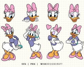 デイジーダックの写真SVG | リボン付きキュートな漫画風アヒル